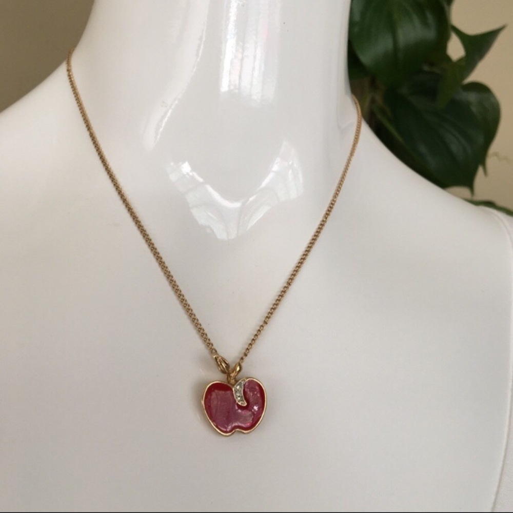 Apple Charm Pendant Necklace Gold Plated